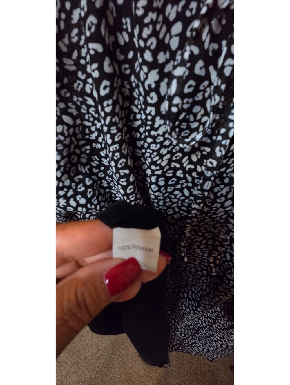 Women's Black and White Long Sleeve Blouse, Size M - Picture 3 of 11